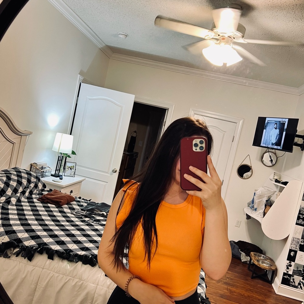 ZARA orange ruffle tank